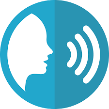 A logo of a person with vibrations coming from the mouth 